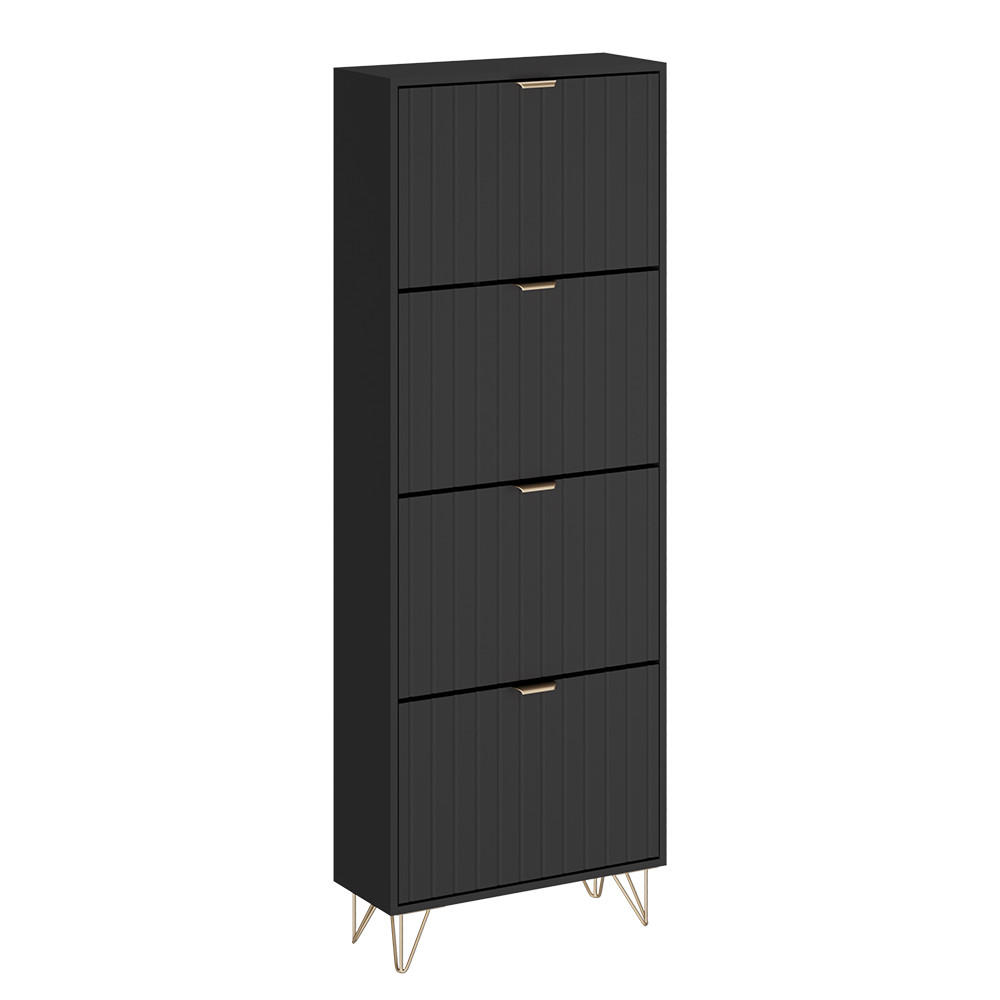 SCHUHSCHRANK Helge Schwarz 60 x 166.7 cm 4 Fächer - Schwarz, Holzwerkstoff (60/166.7/23.5cm) - Vicco