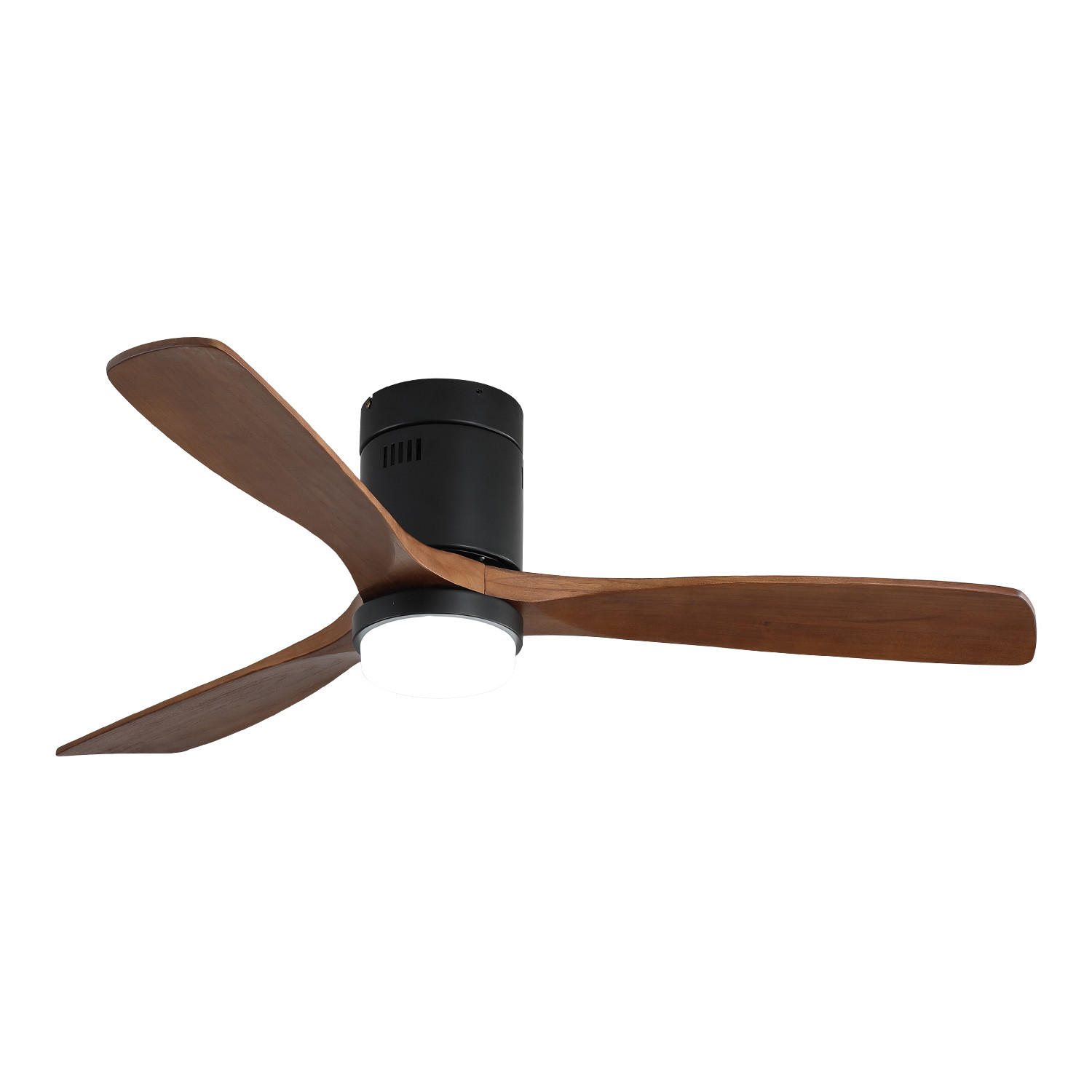 DECKENVENTILATOR DE-16295 52 Zoll mit 3 Massivholzflügeln & LED Walnuss - Schwarz, Holz/Metall (132/132/30cm) - ComfortXL
