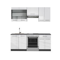 KÜCHENZEILE Fame-Line Weiß Hochglanz/Anthrazit 200 cm, AP Anthrazit - Weiß Hochglanz/Anthrazit, Holzwerkstoff (200/81.6/60cm) - Vicco