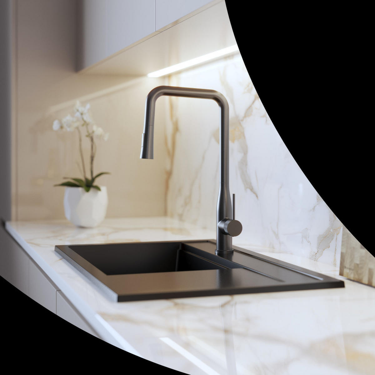 KÜCHENARMATUR Vector Gun Grey - Grau, Metall (27/46/27cm) - Granitan