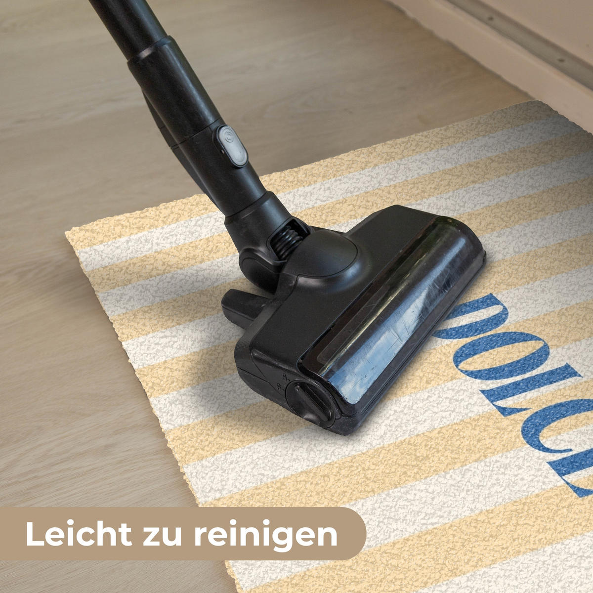 FUSSMATTE Blau – Gelb – Streifen – La Dolce Vita 90x60 cm - Hellgelb, Kunststoff (90/0.4cm) - MuchoWow