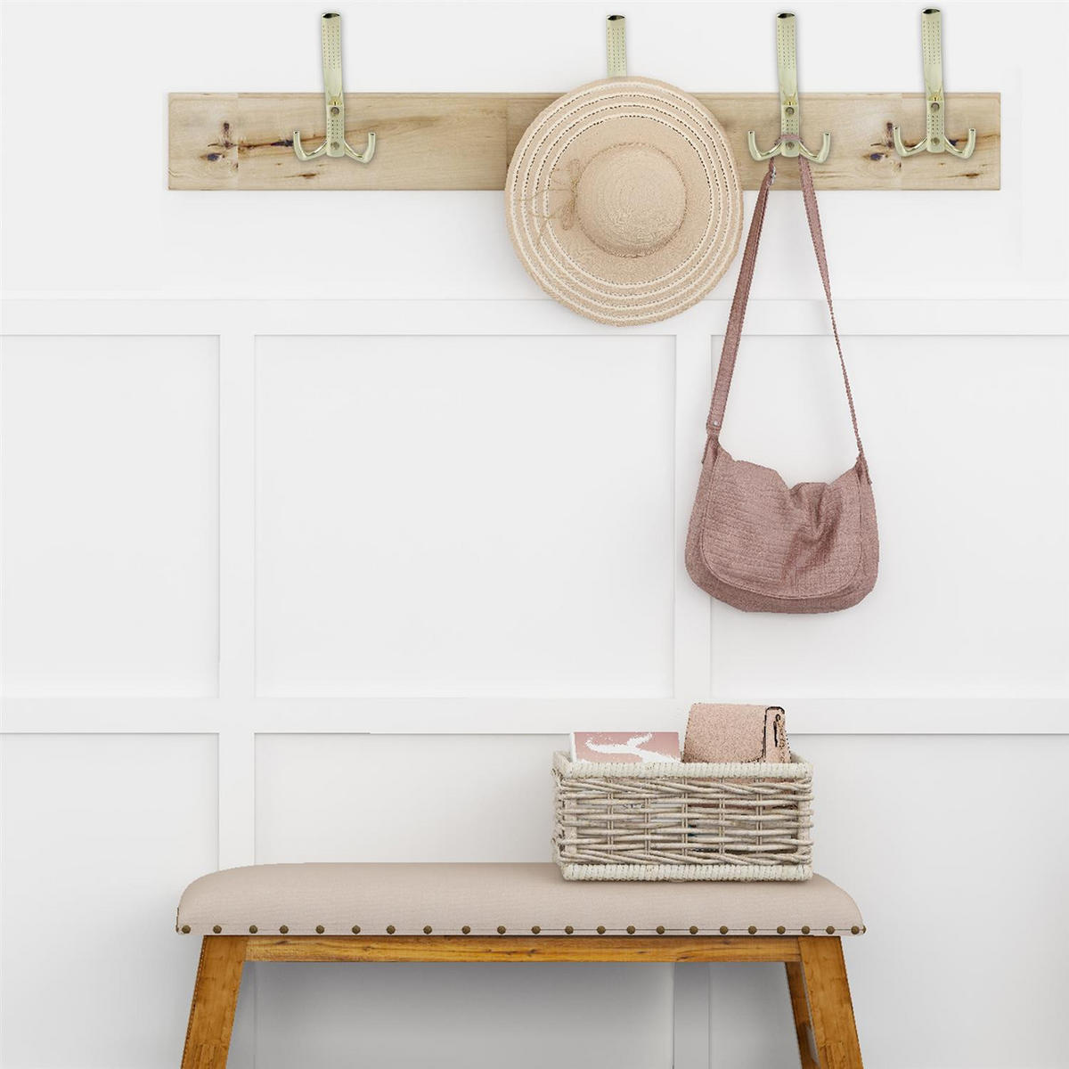 DOPPEL GARDEROBENHAKEN 7.58 / 1.69 / 14.28 cm - Goldfarben, Metall (1.69/14/7.58cm) - Intirilife