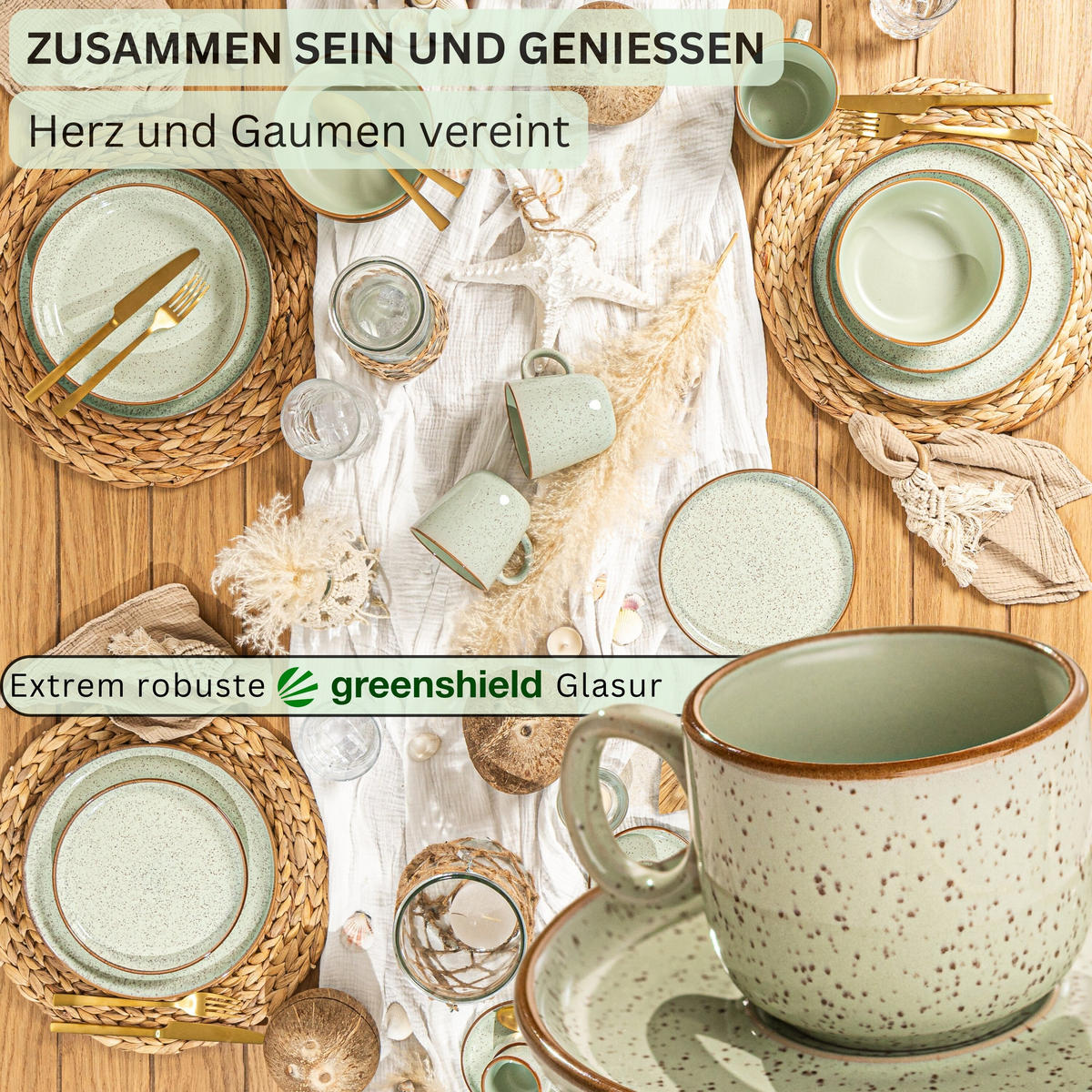 ESPRESSOTASSEN SET RIO MINZE - 8 teilig aus Steingut - Grün, Keramik (0.08L) - Sänger