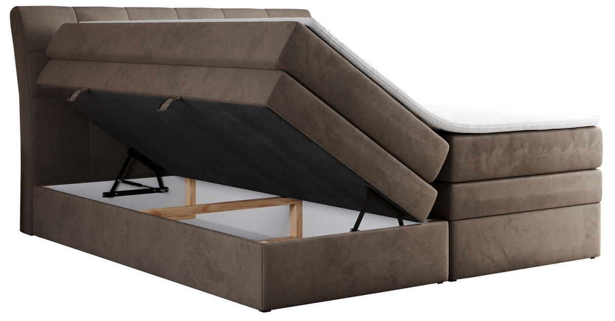 BOXSPRINGBETT GOLD-10 KING 120/200 Braun Velvet - H3 - Braun, Holz/Textil (120/200cm) - MKS