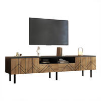 LOWBOARD in Schwarz und Naturfarben TV-Schrank mit Schubladen für Wohnzimmer, B180/T40/H45 cm - Schwarz/Naturfarben, Holzwerkstoff (180/45/40cm) - STILVORA