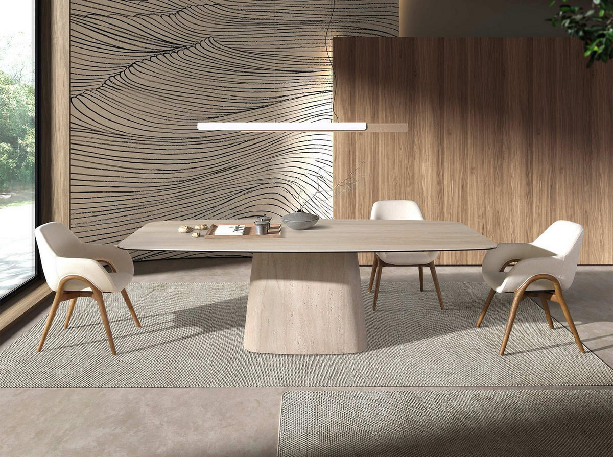 ESSTISCH oval Sand 240/120/76 cm - Beige, Keramik (120/240/76cm) - ANGEL CERDA