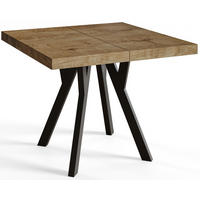 ESSZIMMERTISCH RICO, ausziehbarer Tisch100-200X100X77 cm, Farbe: LEFAKS, mit Holzbeinen in Farbe Schwarz - Dunkelbraun/Schwarz, Holzwerkstoff (100/100/77cm) - Alpi-Möbel