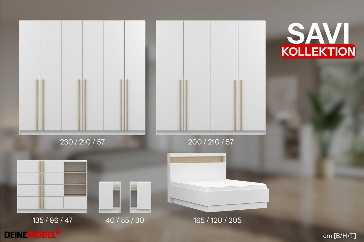 KOMMODE SAVI 5S 135/96/47 cm in Weiß - Weiß, Holzwerkstoff (135/96/47cm) - Deine Möbel 24