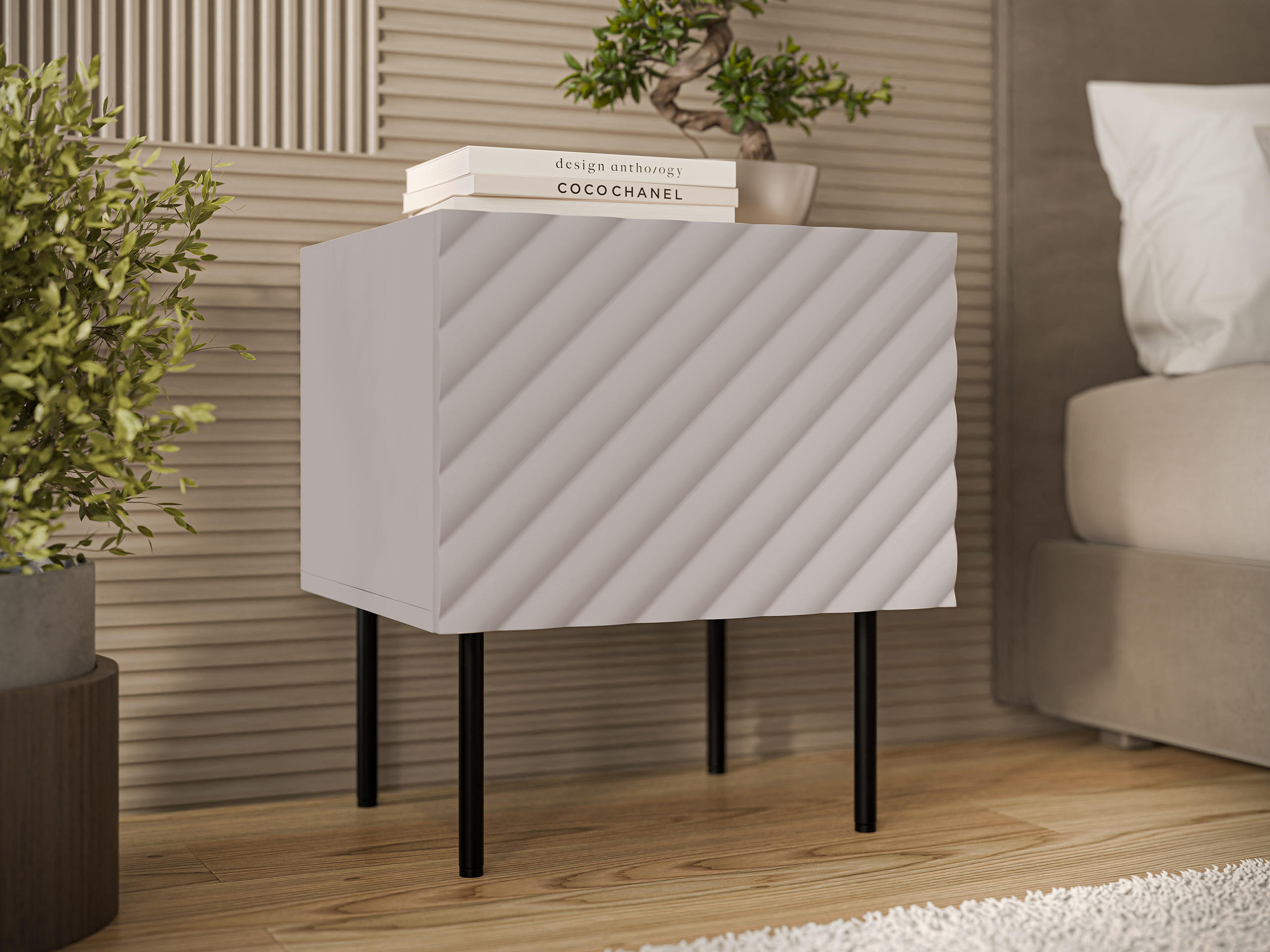 NACHTTISCH-SET Lucca 1D - Kaschmir/Schwarz, Holz/Holzwerkstoff (47/52/40cm) - MIRJAN24