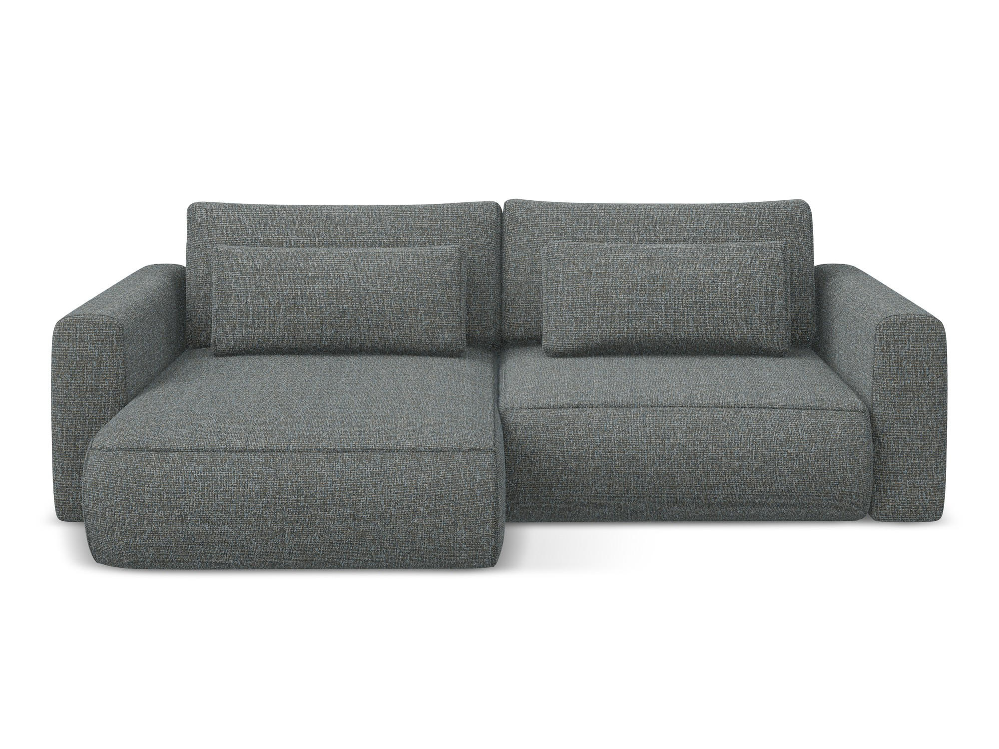 ECKSOFA mit Schlaffunktion Strukturstoff Stoff Grau - Dunkelgrau/Schwarz, Kunststoff/Textil (149/240cm) - Makamii