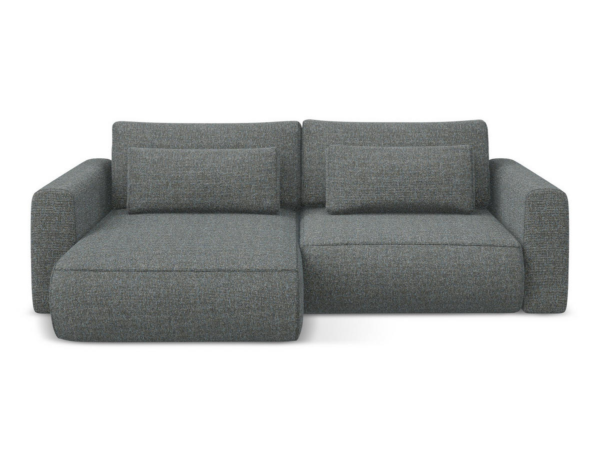 ECKSOFA mit Schlaffunktion Strukturstoff Stoff Grau - Dunkelgrau/Schwarz, Kunststoff/Textil (149/240cm) - Makamii