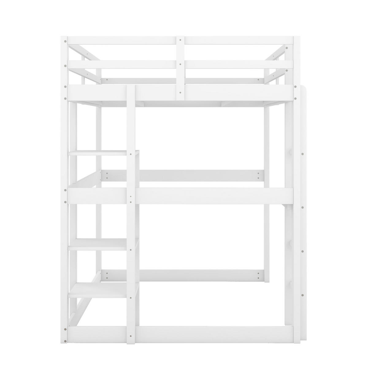 HOCHBETT 140/200 cm aus Kiefer mit Schreibtisch und 4 Ablagefächern Antikweiß - Weiß, Holz (140/200cm) - Modenvie