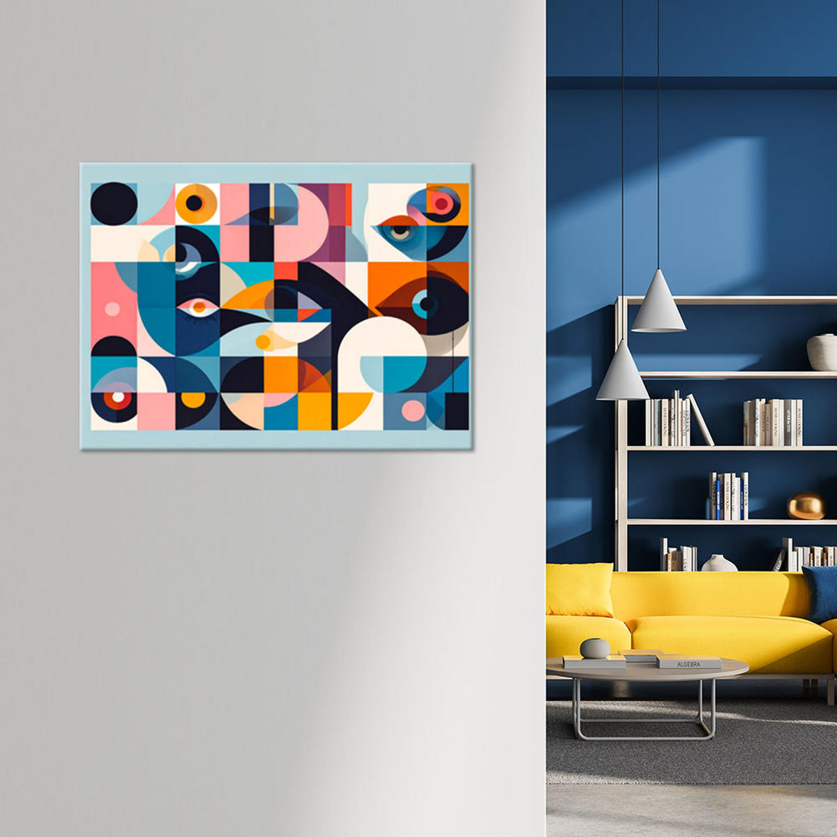 LEINWANDBILD Bunte abstrakte Formen 100x70cm - Multicolor, Textil (100/70cm) - Feeby