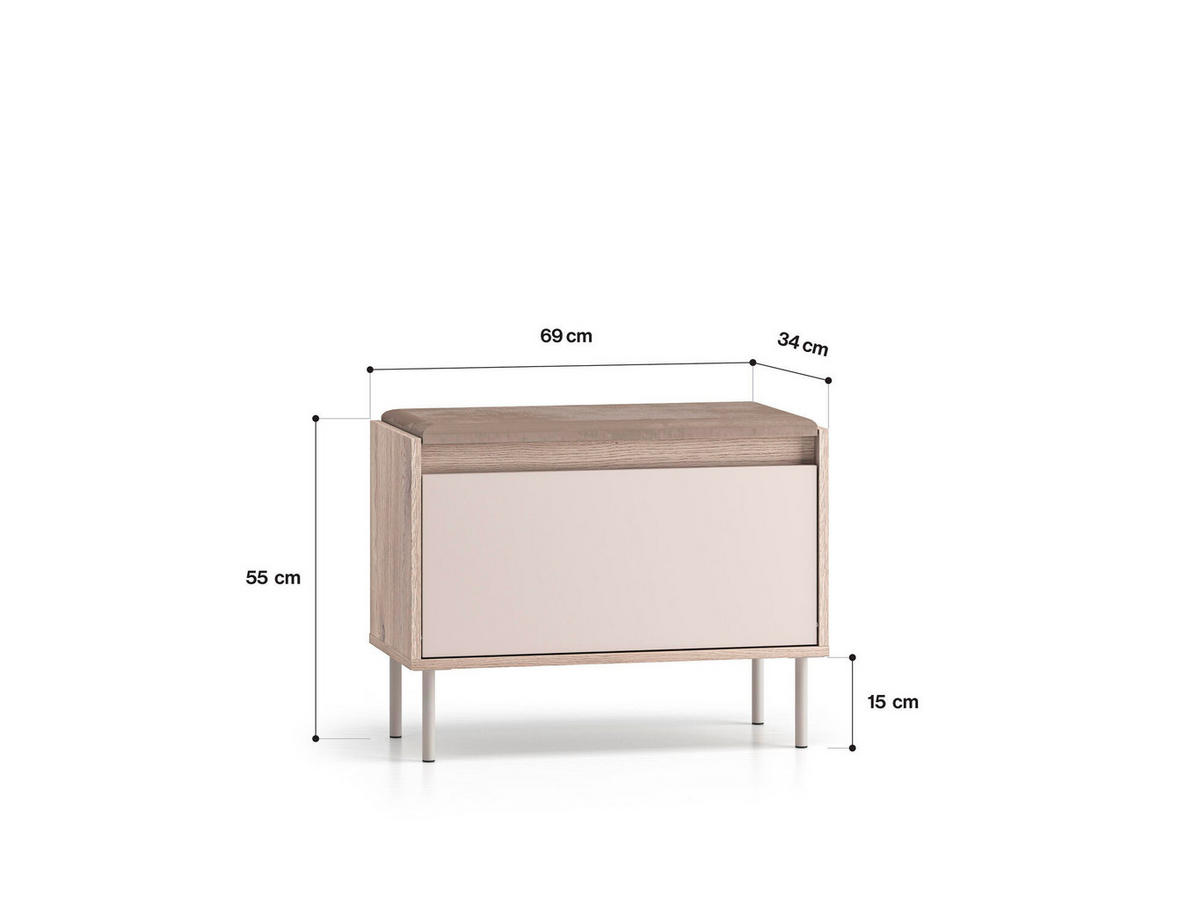 SCHUHSCHRANK VOCO Beige 69x34x55 cm - Beige, Holzwerkstoff (69/55/34cm) - FURNLUX