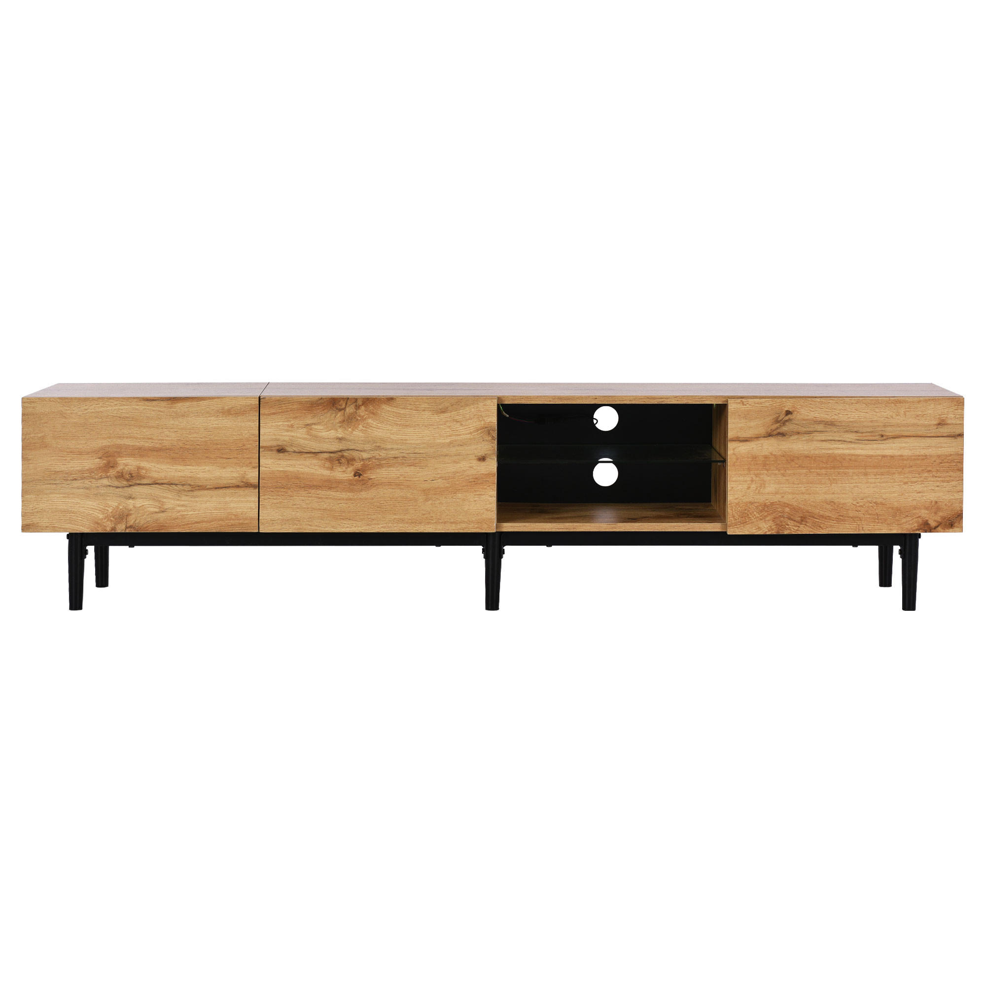 TV-SCHRANK 175/31/41 cm Holzoptik Schwarz mit App-LED und 3 Türen - Eichefarben, Holzwerkstoff (175/41/31cm) - Oxeza