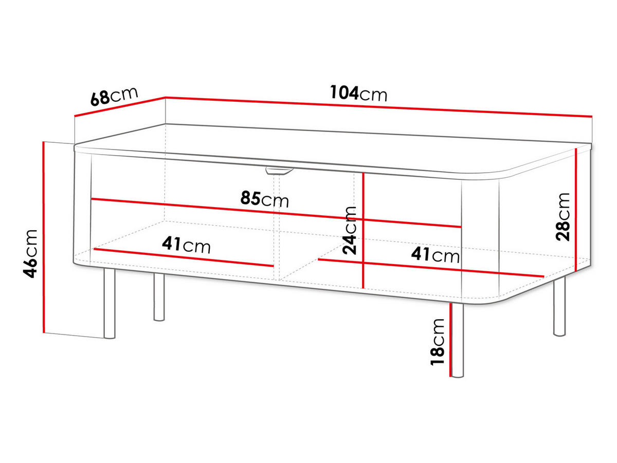 COUCHTISCH Pero 05 - Nussbaumfarben/Schwarz, Holzwerkstoff/Metall (68/104/46cm) - MIRJAN24