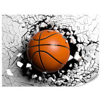 FOTOTAPETE für Jugendzimmer Basketball Wandbruch Sport 200x140 - Schwarz/Orange, Papier (200/140cm) - Muralo