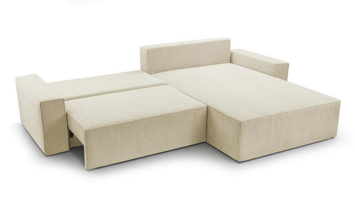 ECKSOFA - Denver L - Beige - Creme, Holz (290/200cm) - Möblo