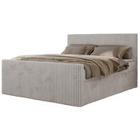 BOXBETT TILIANO DUO 160/200 - Hellgrau Cord - H4 - Hellgrau, Textil (160/200cm) - MKS