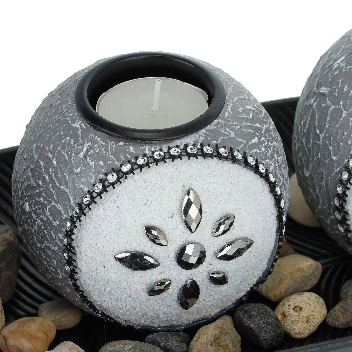 TEELICHTHALTER - Multicolor, Holzwerkstoff/Stein (10cm) - Relaxdays