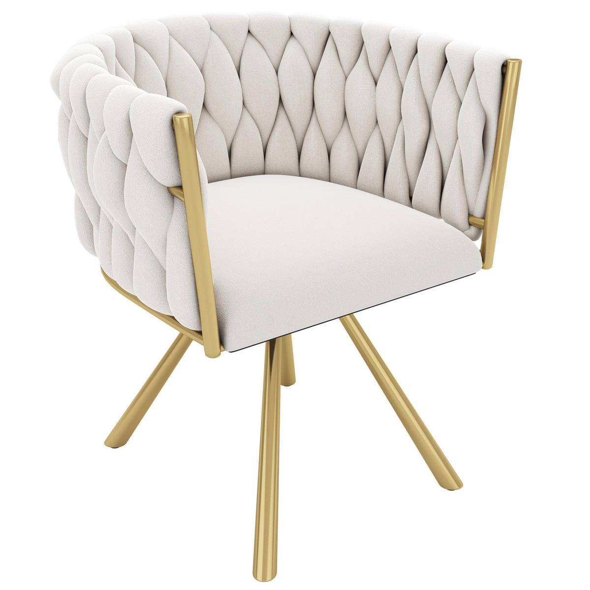 ESSZIMMERSTUHL 4er-Set drehbar Samt Beige/Gold - Beige, Metall (54/72/59.2cm) - Meubliv