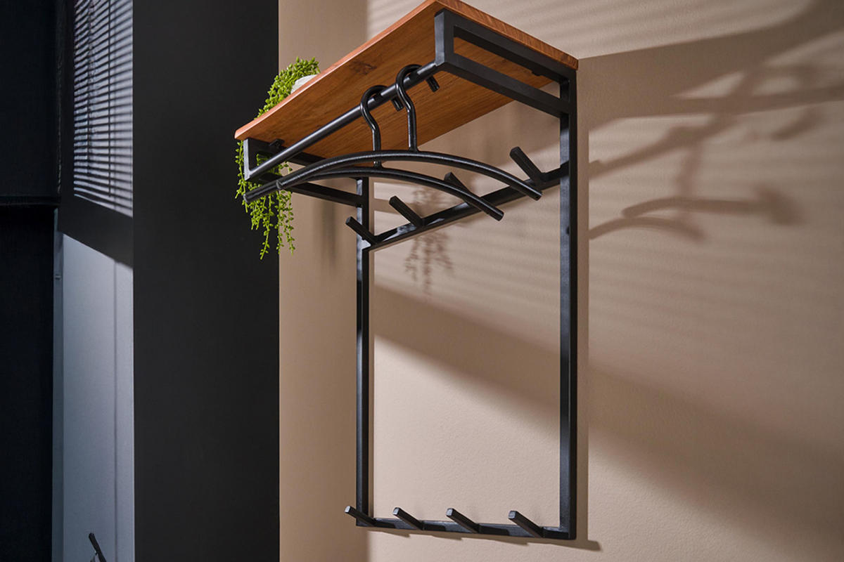 GARDEROBE ELIARA Schwarz Akazie - Schwarz, Metall (55/80/33cm) - KAWOLA
