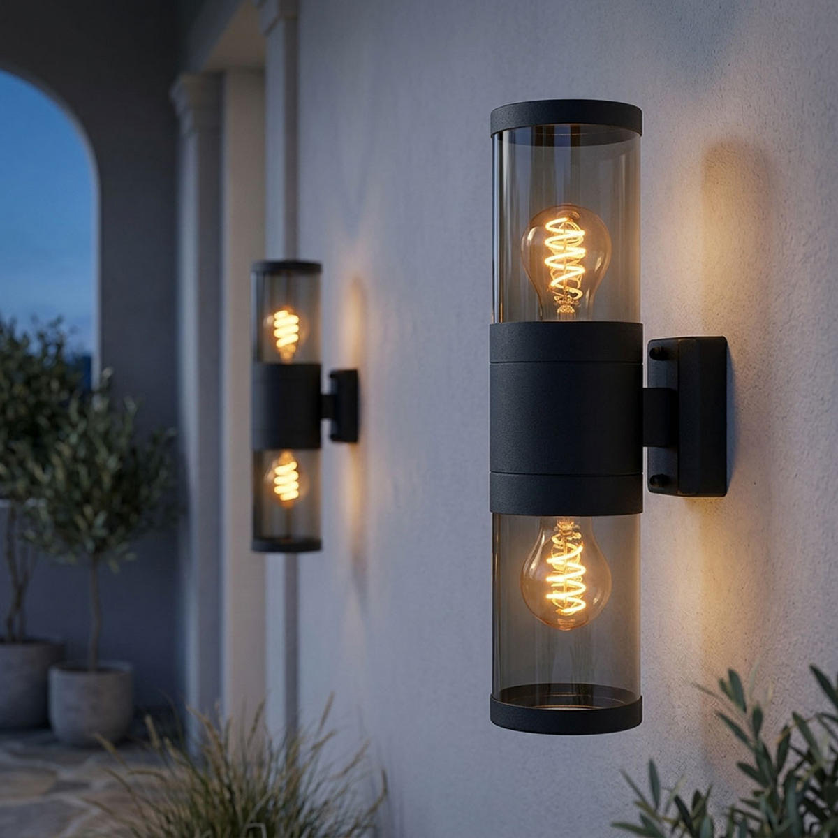LED Wandleuchte Edelstahl Schwarz Rauchglas - Schwarz, Metall (10.2/38/15.5cm) - Globo Lighting