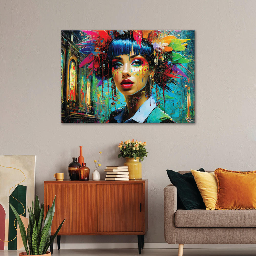 WANDBILD bunte frau abstraktion - Multicolor, Textil (60/40cm) - Feeby