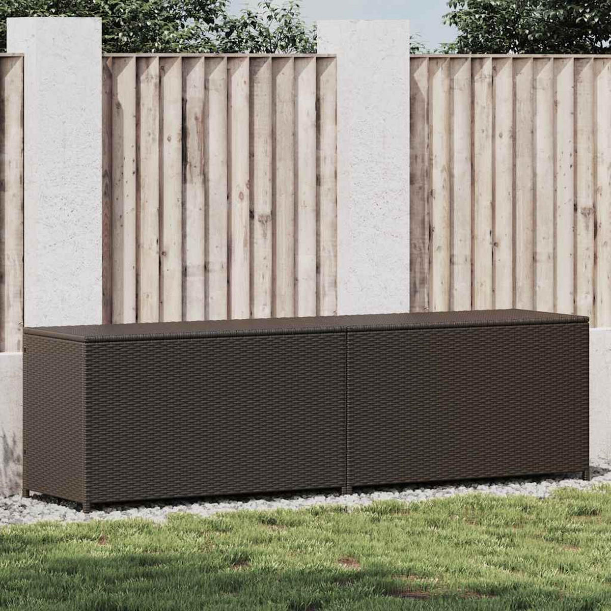 GARTENBOX Poly Rattan 200x50x60 cm Braun - Braun, Kunststoff (200/60/50cm) - furnicato