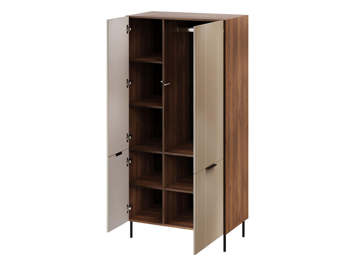 DREHTÜRENSCHRANK Almera 05 - Kaschmir/Nussbaumfarben, Holzwerkstoff/Metall (90/186/52cm) - MIRJAN24