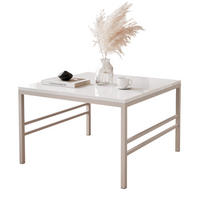 COUCHTISCH FORMA 60/60 cm Quadrat, Kaschmir / Weiß Hochglanz - Kaschmir/Weiß Hochglanz, Metall (60/60/46cm) - Idohome