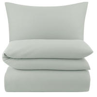 BETTWÄSCHE Biber 135x200 Salbei Grün Uni Flanell Winter Bettbezug - Made in Germany - Salbeigrün, Textil (155/220cm) - Carpe Sonno