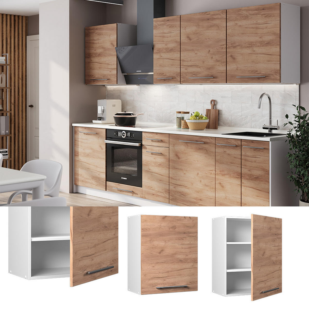 HÄNGESCHRANK Fame-Line, Goldkraft Eiche, 60 cm - Eichefarben/Weiß, Holzwerkstoff (60/72/34.1cm) - Vicco