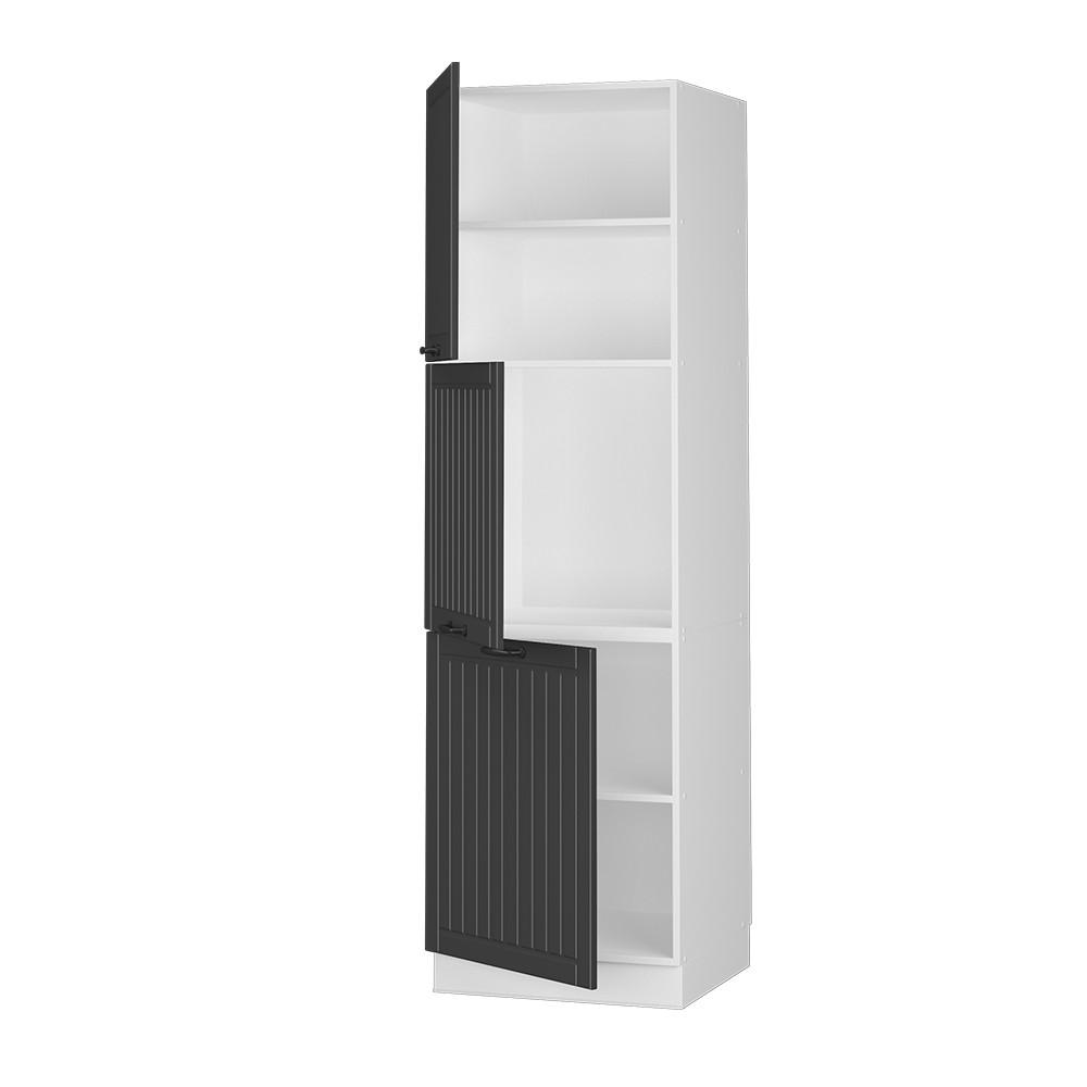 HERDUMBAUSCHRANK Fame-Line Anthrazit Landhaus 60 cm - Dunkelgrau/Anthrazit, Holzwerkstoff (60/206.8/58cm) - Vicco