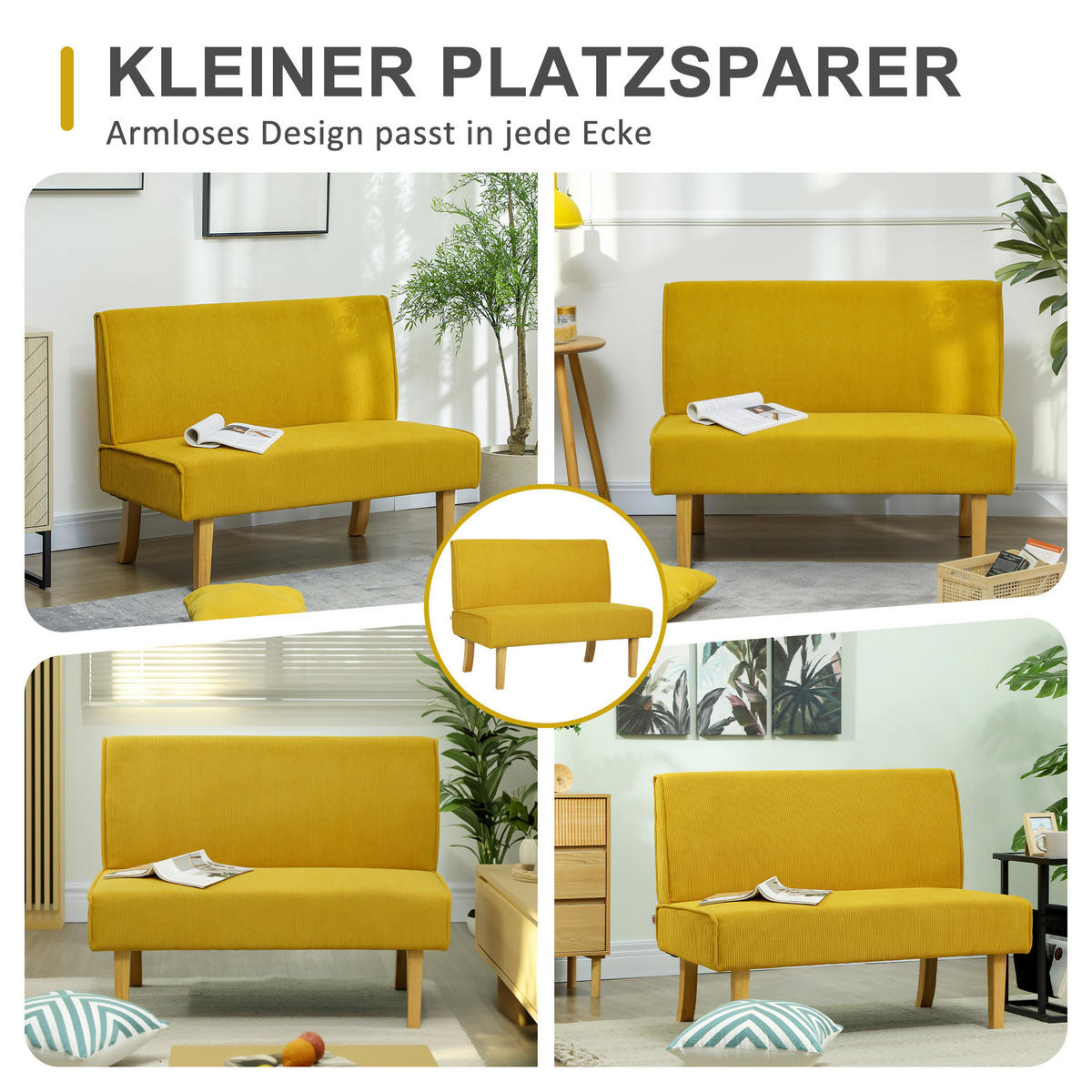 2-SITZER Sofa Gelb 110.0/62.0/85.0 cm - Gelb, Textil (62/85/110cm)