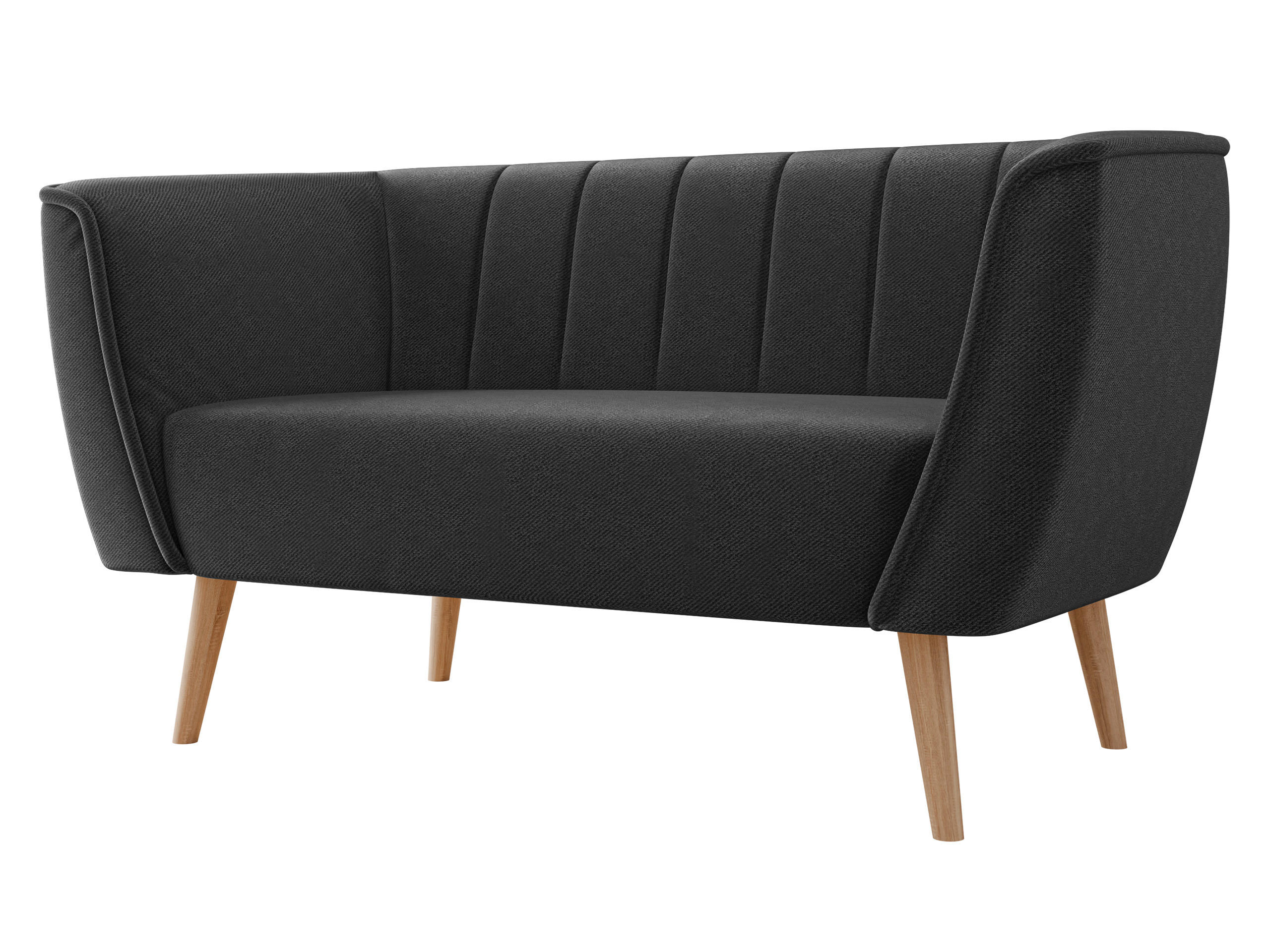 SOFA Pas 2 - Dunkelgrau/Naturfarben, Holz/Textil (142/75/74cm) - MIRJAN24