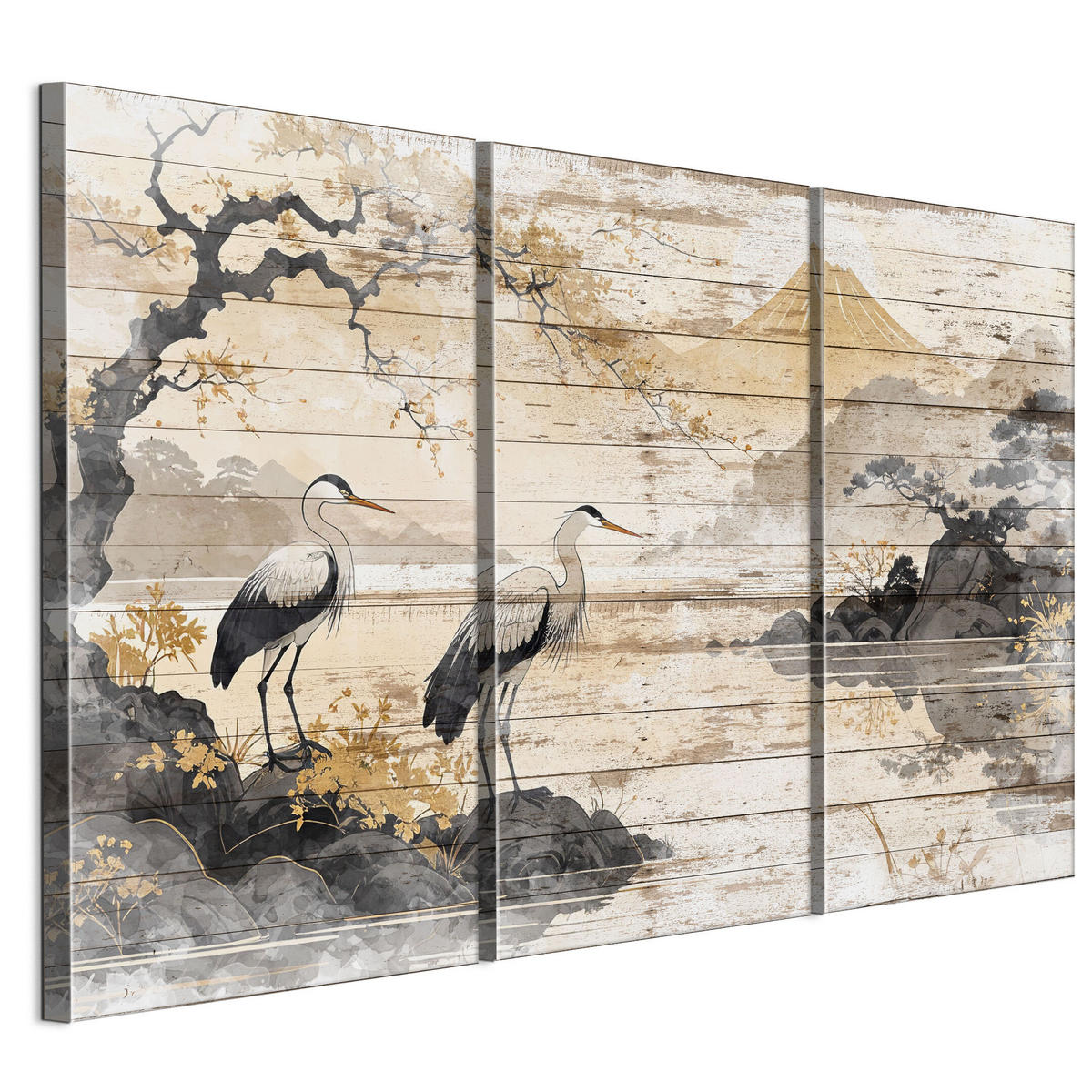 LEINWANDBILD Japanische 3-tlg. 90x60 cm - Multicolor, Holz (90/60cm) - LUMASOUL