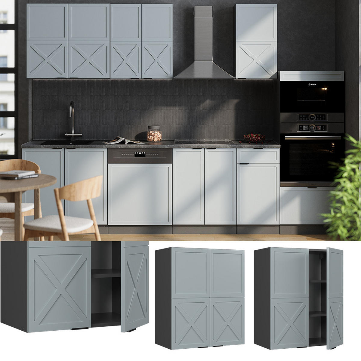 VĚŠÁK NA STĚNU Fame-Line Světle modrošedá - antracitová/světle modrá, kompozitní dřevo (60/72/34.1cm) - Vicco