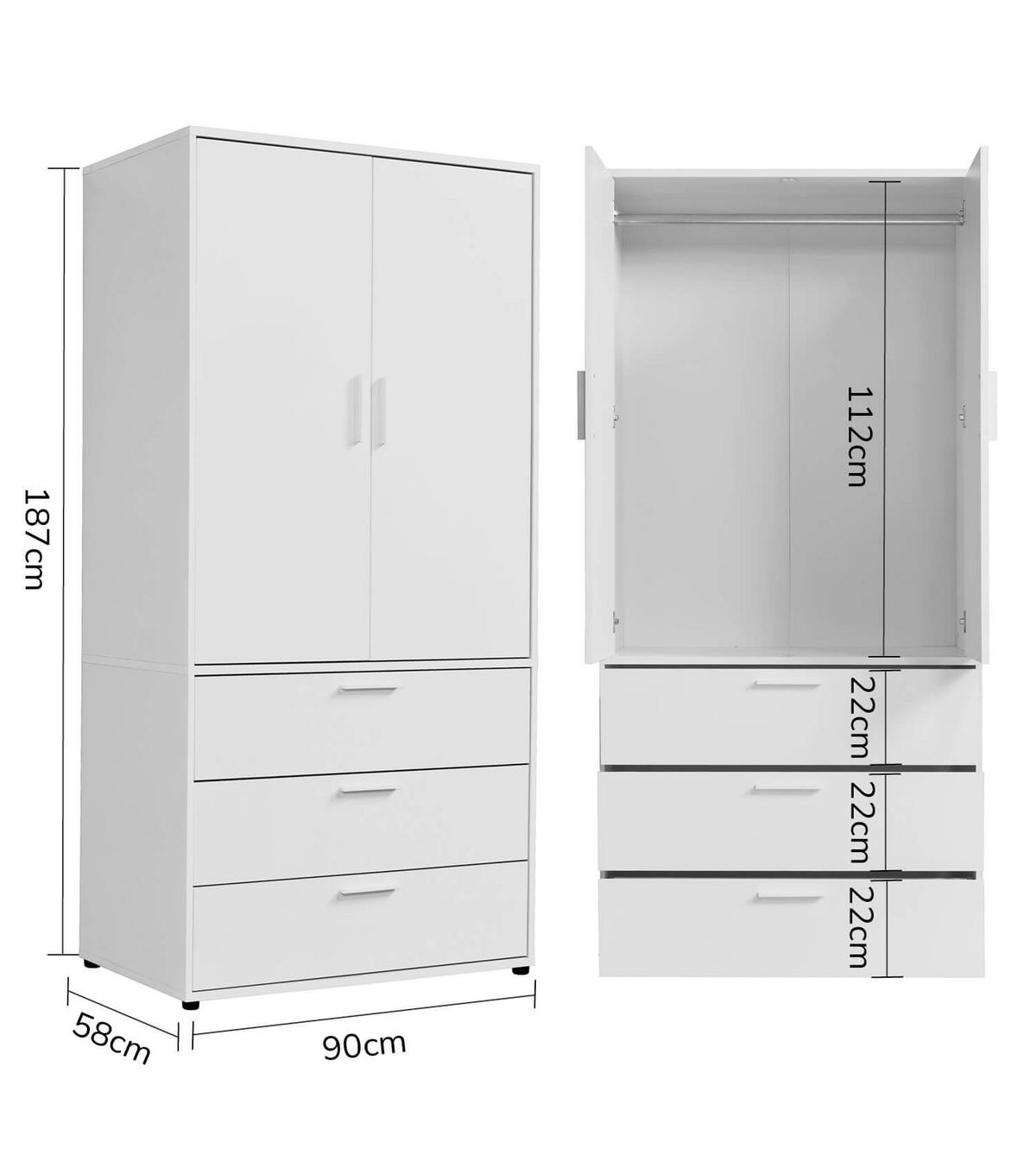 KLEIDERSCHRANK Der Grenzenlose - Weiß, Holzwerkstoff (90/187/58cm) - Mokebo