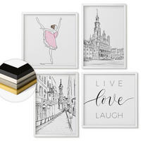 WANDBILDER 4er-Set - 50x50 cm & 40x60 cm Weißer Rahmen - Stilvolle Grafik, Ballerina-Architektur - Weiß, Kunststoff (50/50cm) - ArtPrintCave