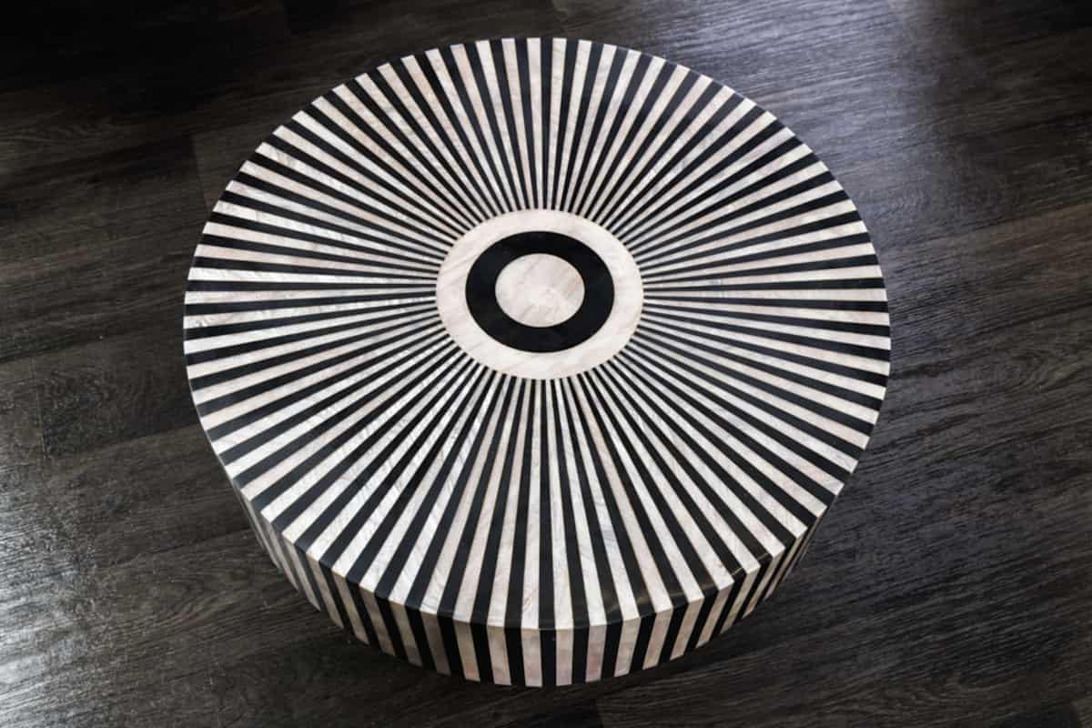 COUCHTISCH HARMONY NATURE rund Schwarz|Weiß 60cm - Schwarz/Weiß, Kunststoff/Metall (60/60/35cm) - riess-ambiente