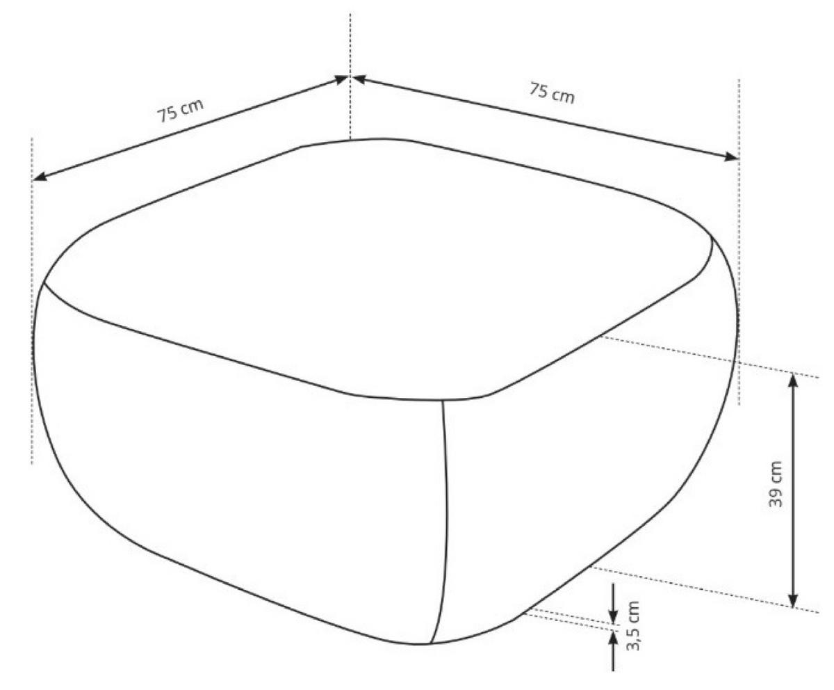 POUF Hellgrau LIO Bezogene Abriamo Stoff Auf Schwarzen Niedrigen Beinen - Grau, Textil (75/39/75cm) - Sepro Meble
