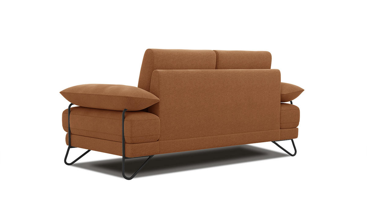 SOFA LORI 2-Sitzer, orange - Schwarz/Orange, Holzwerkstoff/Textil (185/87/96cm) - Courtois Laville