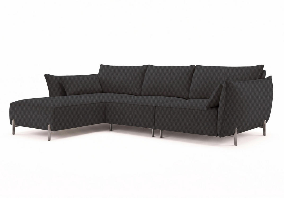 GARTENECKSOFA für Terrasse und Garten, Stoff Sunlight, Graphit, Links, SUNMEE - Dunkelgrau, Holz (238/90/165cm) - Kaiser Möbel