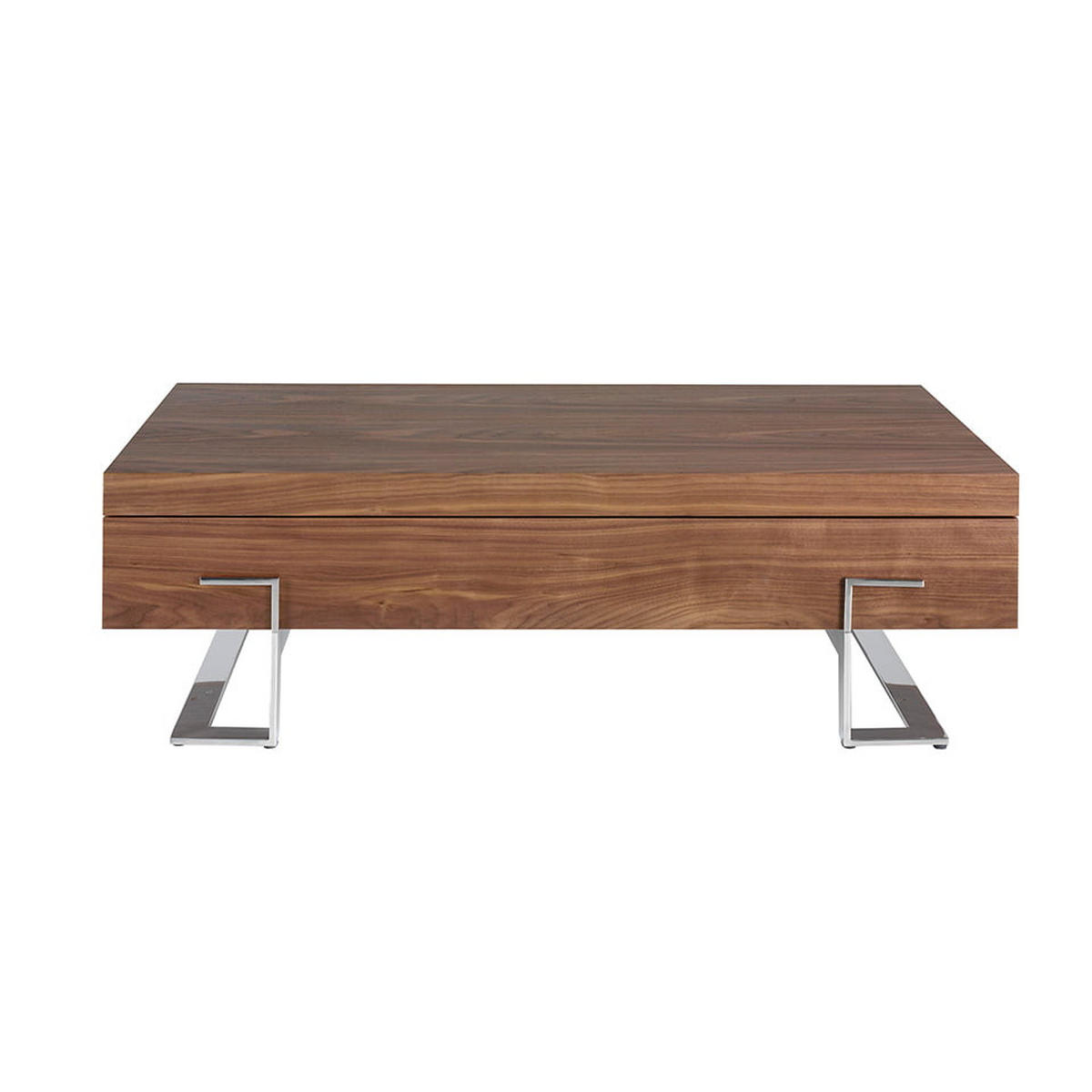 COUCHTISCH Walnuss Furnier Walnuss , Stahl - Edelstahlfarben/Nussbaumfarben, Holz (68/130/39cm) - ANGEL CERDA
