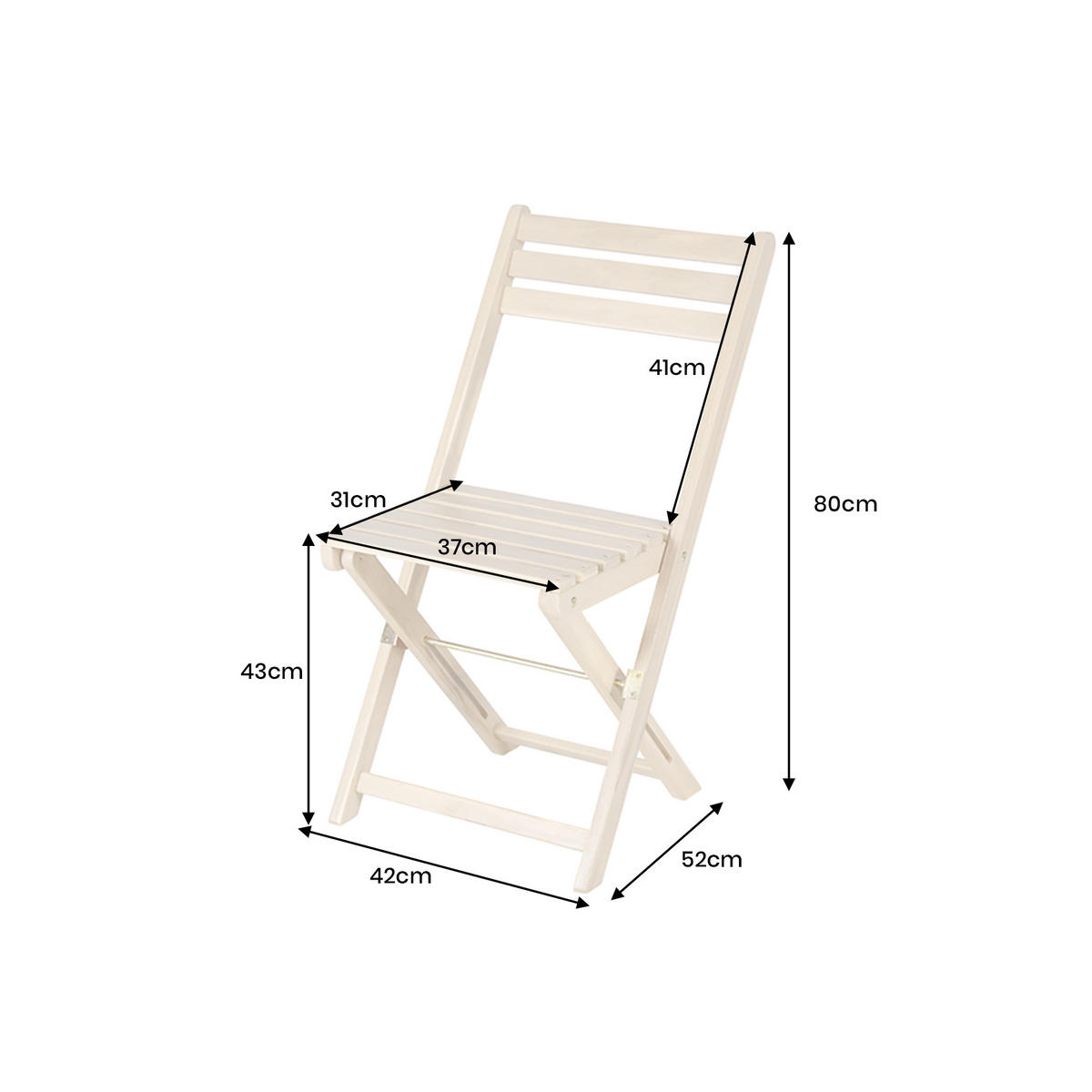 BALKONSTUHL BALI Akazie Natur - Braun, Holz (42/80/52cm) - riess-ambiente