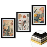 WANDBILDER 3er-Set - 20x30 cm Schwarzer Rahmen - Boho-Pflanzenmuster Natur - Schwarz, Kunststoff (20/30cm) - ArtPrintCave