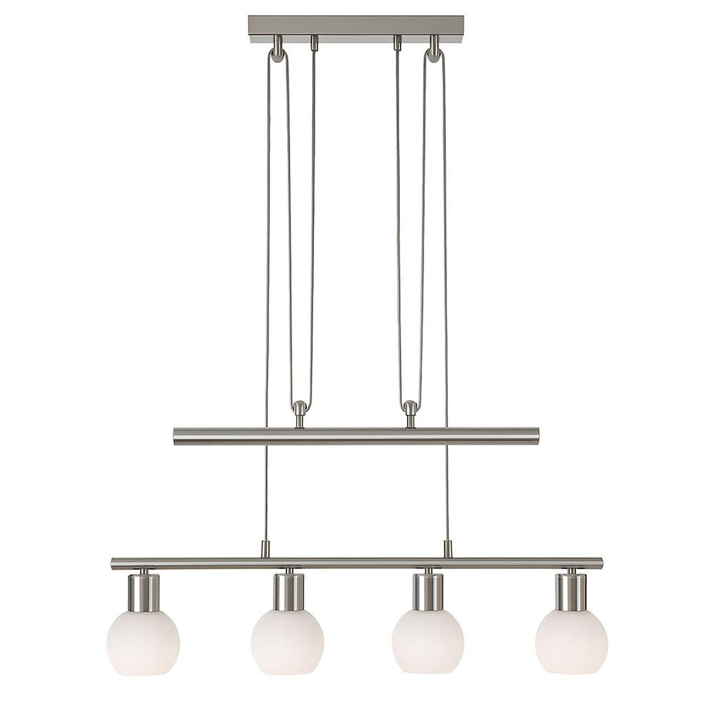 LED HÄNGELAMPE LOXY Nickel Matt Weiß - Silberfarben, Glas (60/100/160cm) - Nowa