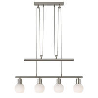 LED HÄNGELAMPE LOXY Nickel Matt Weiß - Silberfarben, Glas (60/100/160cm) - Nowa