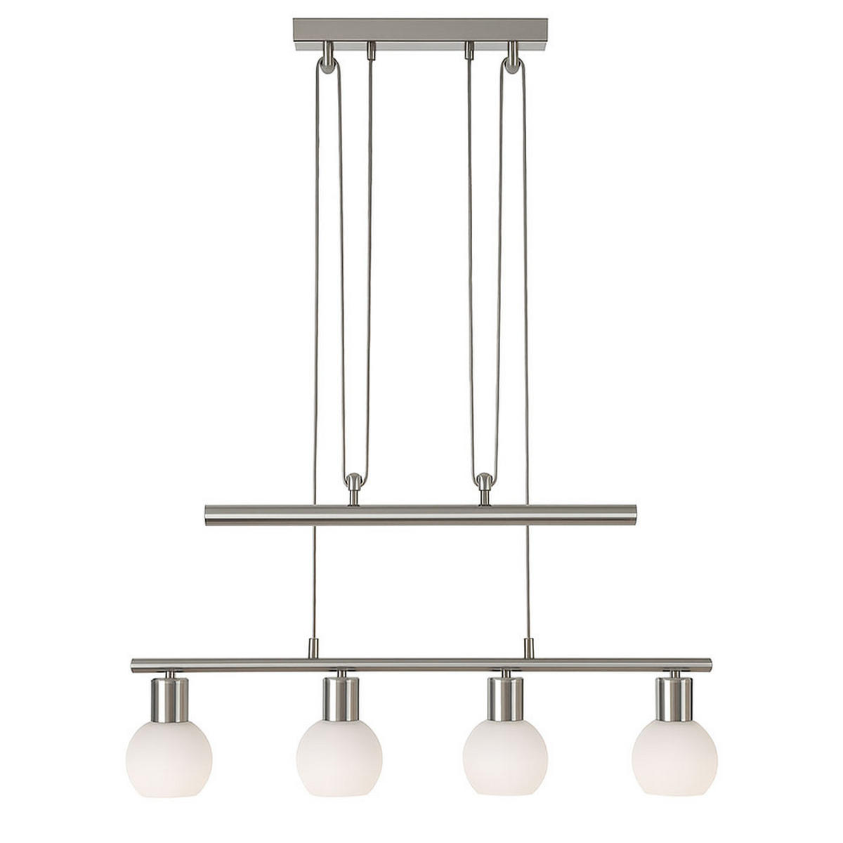 LED HÄNGELAMPE LOXY Nickel Matt Weiß - Silberfarben, Glas (60/100/160cm) - Nowa